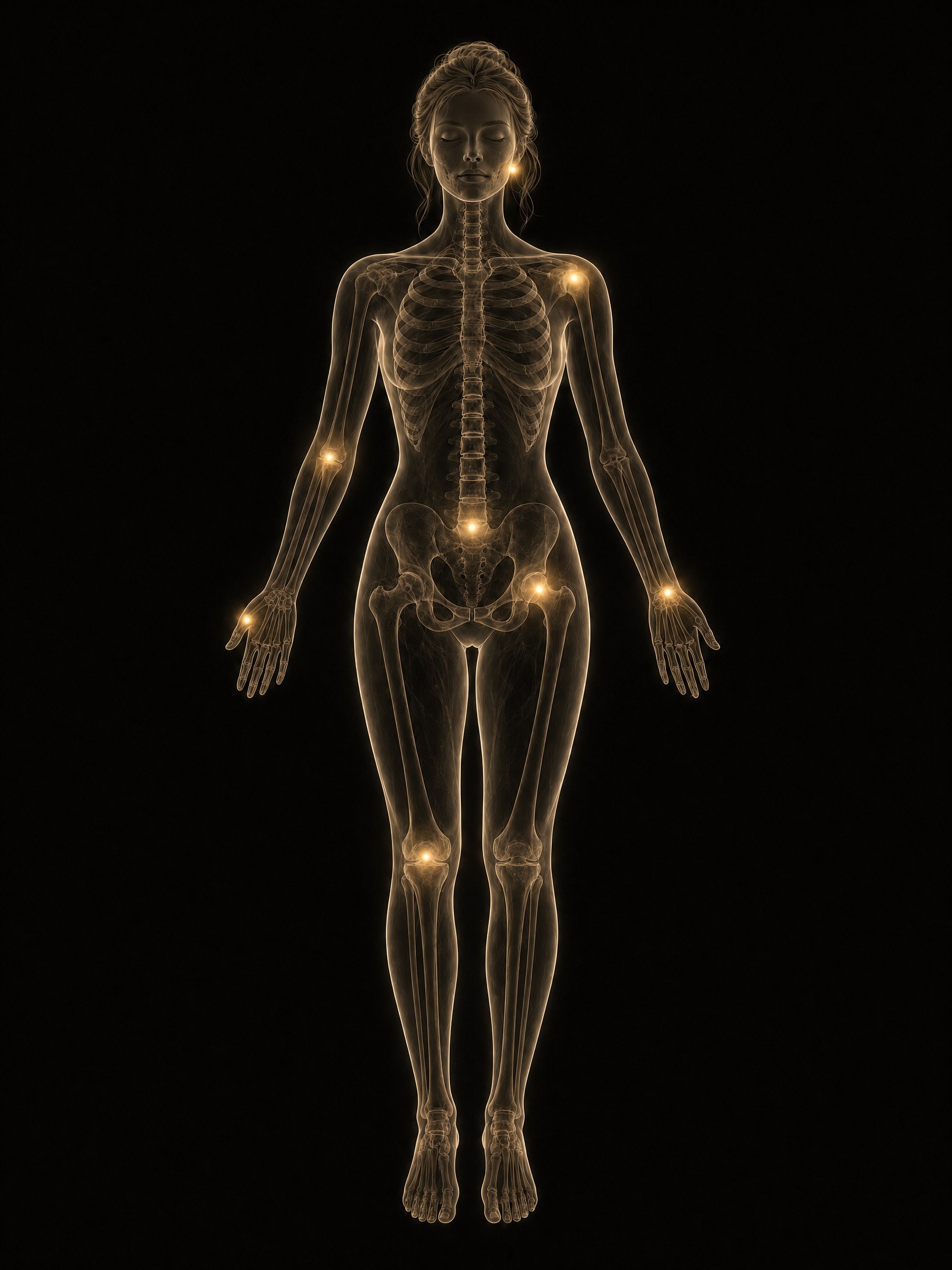 Anatomical figure showing joint pain locations