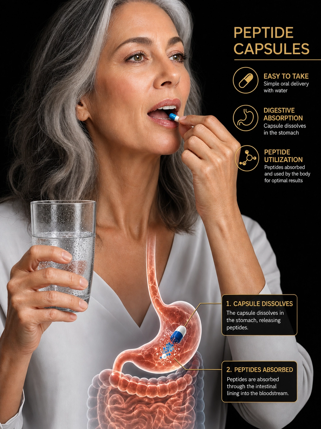 Peptide capsules - oral delivery method