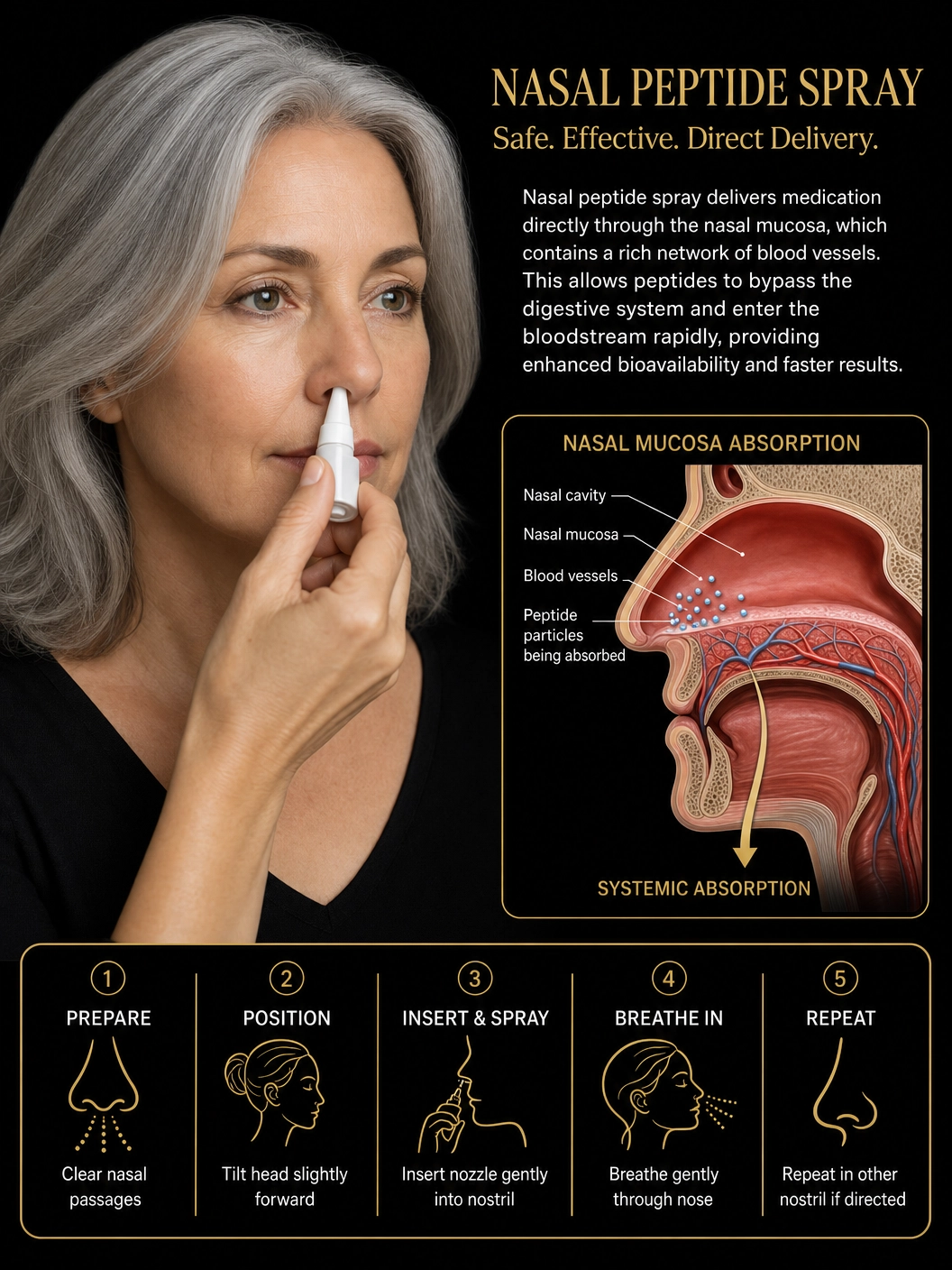 Nasal peptide spray - delivery through nasal mucosa
