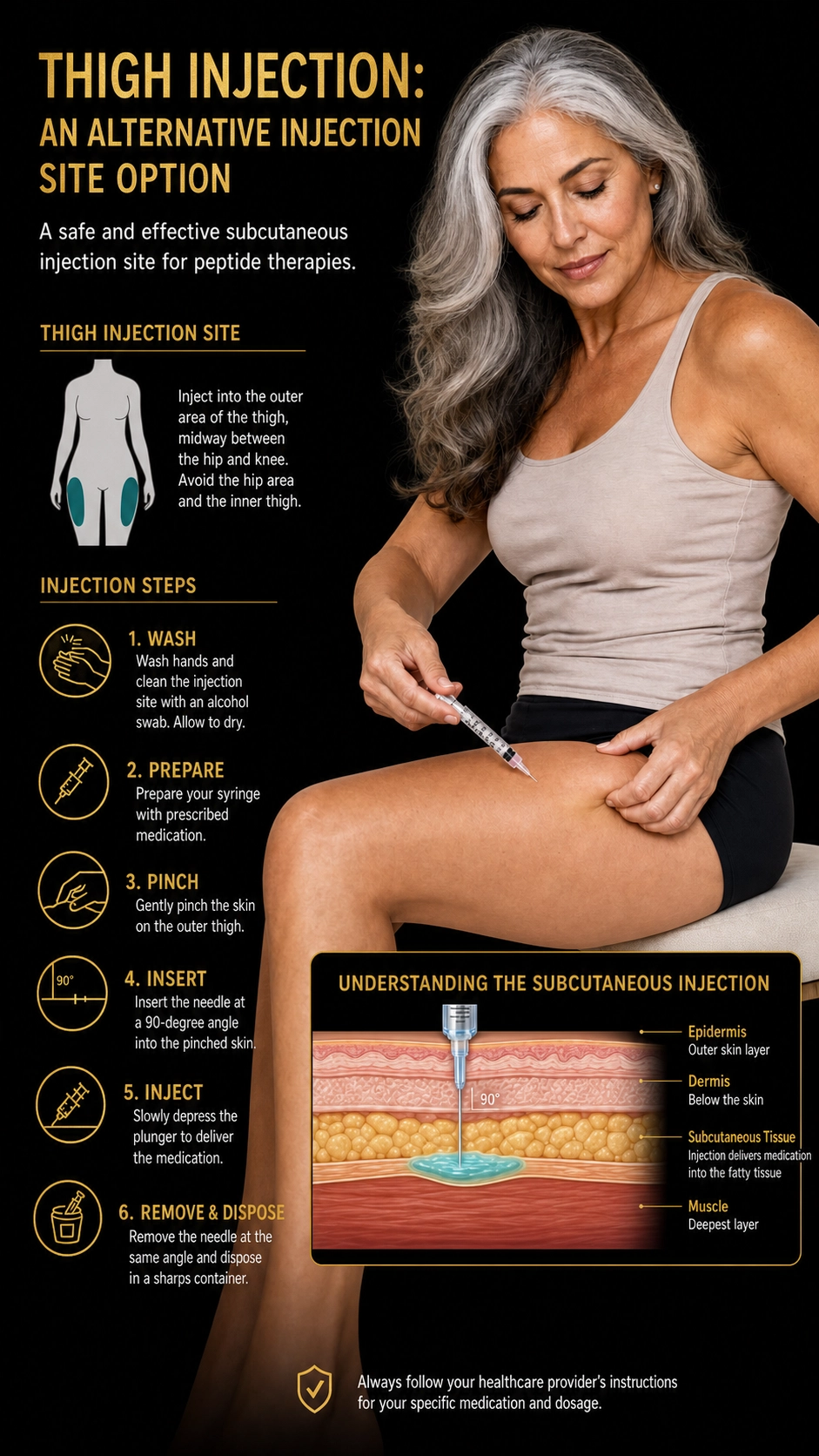 Thigh peptide injection - alternative subcutaneous site